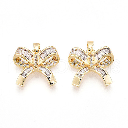 Brass Micro Pave Cubic Zirconia Pendants KK-N257-46G-1