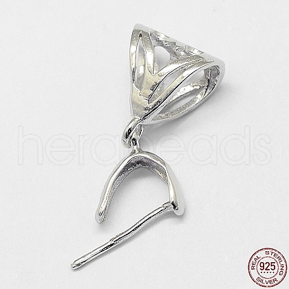 Rhodium Plated 925 Sterling Silver Pendant Bails STER-A102-005P-1