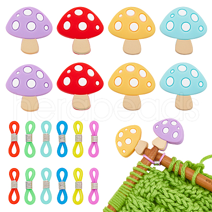  Mushroom Silicone Knitting Needle Stoppers SIL-NB0001-28-1