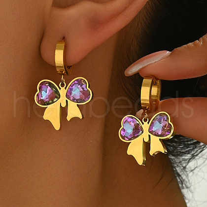 Fashionable Stainless Steel Bowknot Hoop Earrings AO5773-2-1