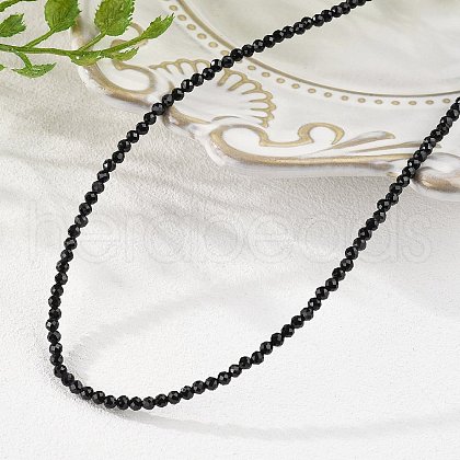Natural Black Spinel Beaded Necklaces NJEW-K114-A-A20-1