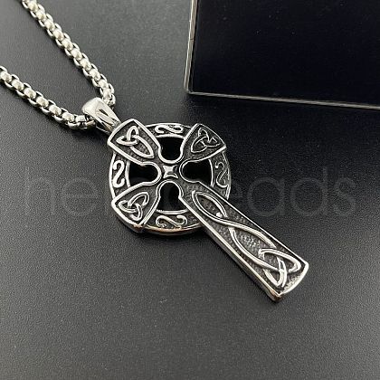 Stainless Steel Viking Cross Pendant Necklaces Vintage Punk Personalized Jewelry DA3214-1