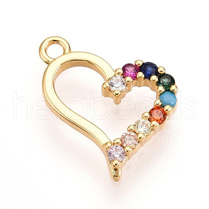 Brass Micro Pave Cubic Zirconia Charms KK-N261-22B-G-1