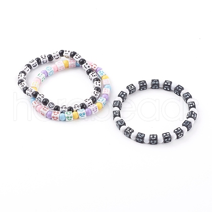 Acrylic Stretch Beaded Bracelets Sets BJEW-JB06115-1