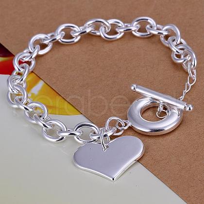 Exquisite Brass Heart Charm Bracelets For Women BJEW-BB12552-1