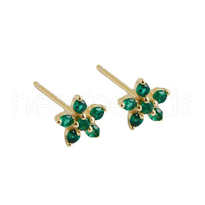 Elegant Sterling Silver Plum Cubic Zirconia Blossom Stud Earrings for Women VQ1749-3-1