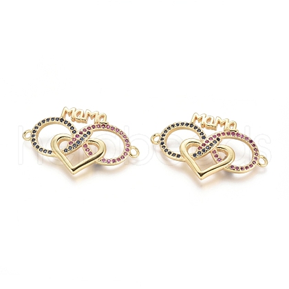 Brass Micro Pave Cubic Zirconia Links connectors ZIRC-G152-13G-1