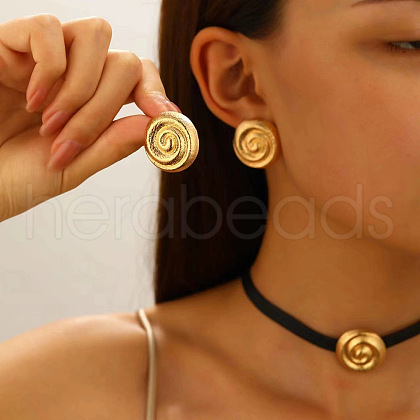 Spiral Round Alloy with Imitation Leather Choker & Stud Earring Sets for Women FS-WG641D5-04-1
