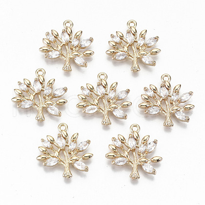Brass Micro Pave Cubic Zirconia Pendants KK-S359-020A-RS-1