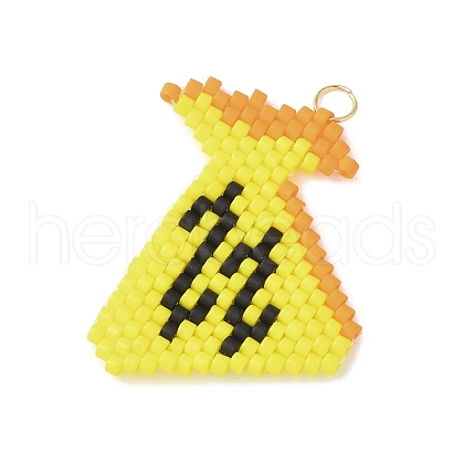 Handmade Glass Seed Beaded Money Bag with Dollar Pattern Pendants PALLOY-MZ00617-1