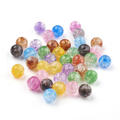 Transparent Crackle Acrylic Beads X-MACR-E025-24-10mm-1