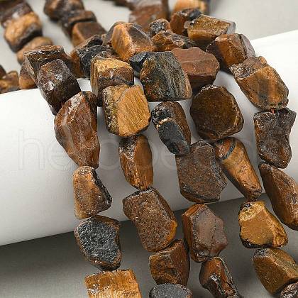 Raw Rough Natural Tiger Eye Beads Strands G-M453-D10-1