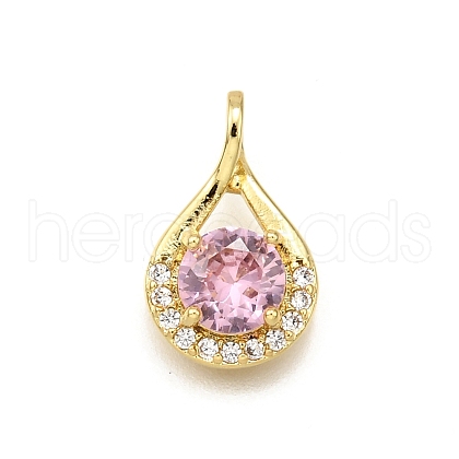 Brass Micro Pave Cubic Zirconia Pendants KK-K401-20G-02-1
