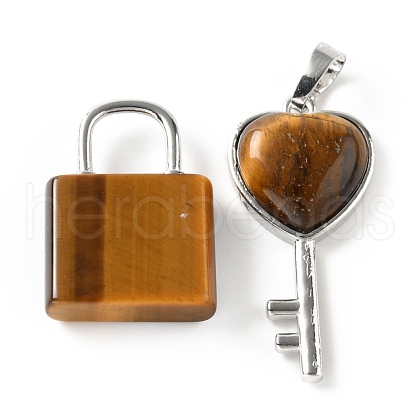 Natural Tiger Eye Pendants G-E580-01P-08-1