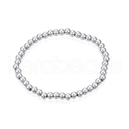 Non-Tarnish 201 Stainless Steel Round Beaded Stretch Bracelet for Men Women BJEW-N017-163A-01-1