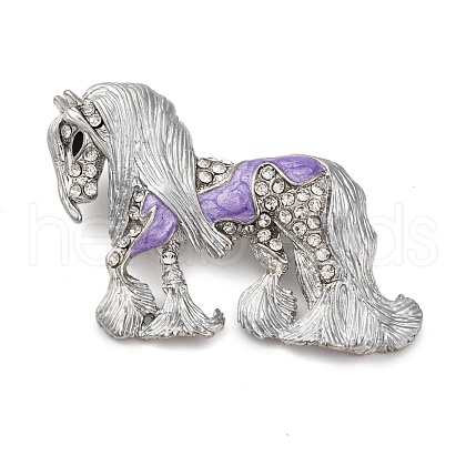 Horse Alloy Crystal Rhinestone Brooch JEWB-Q045-01P-1