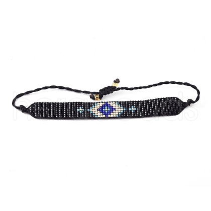 Adjustable Glass Seed Beads Braided Bead Bracelets BJEW-D442-26-1