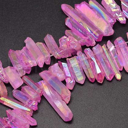 Electroplated Natural Quartz Crystal Beads Strands G-A142-03E-1