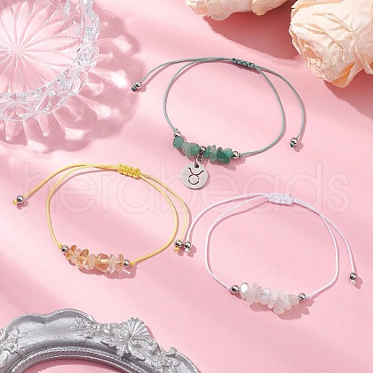 3Pcs Constellations Adjustable Nylon Cord Braided Bead Bracelets for Women Men BJEW-JB11325-02-1