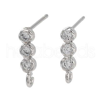 Brass Micro Pave Cubic Zirconia Studs Earring Findings KK-K364-08P-1