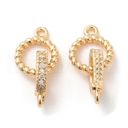 Brass Micro Pave Clear Cubic Zirconia Fold Over Clasps KK-F860-45G-1