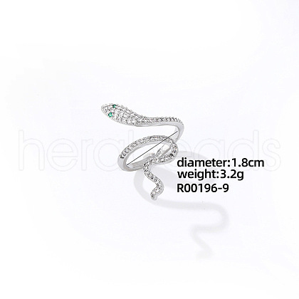 Snake Platinum Brass Cuff Ring CL6952-4-1