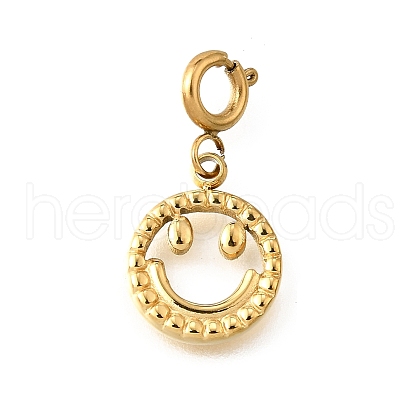 Smiling Face 304 Stainless Steel Pendant Decorations STAS-H202-33G-1