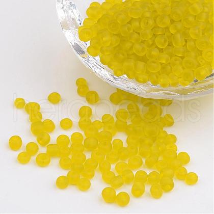 6/0 Frosted Round Glass Seed Beads X-SEED-A008-4mm-M10-1