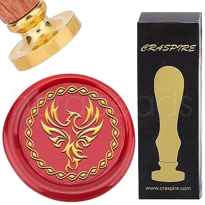 Brass Wax Seal Stamp with Wood Handle AJEW-WH0412-0284-1