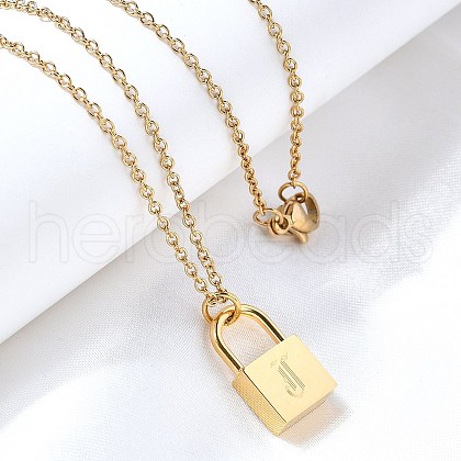 304 Stainless Steel Rolo Chain Pendant Necklaces NJEW-S444-01G-10-1