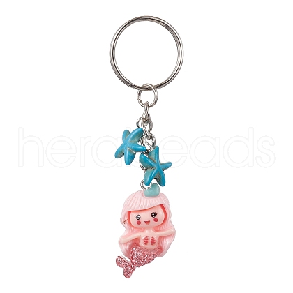 Mermaid Opaque Resin Pendant Keychain X1-KEYC-JKC00624-04-1