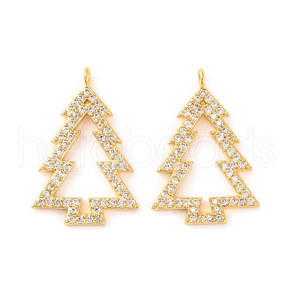 Brass Micro Pave Clear Cubic Zirconia Pendants KK-U017-07B-G-1