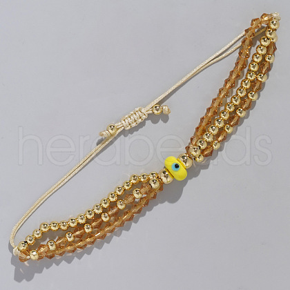 Evil Eye Glass Bicone Beads Braided Bead Bracelets for Women DG2517-2-1
