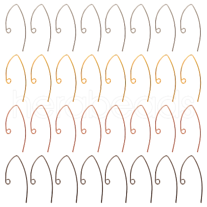 SUPERFINDINGS 80Pcs 4 Colors Brass Earring Hooks KK-FH0004-45-1