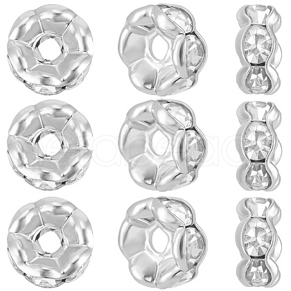 Beebeecraft 100Pcs Rack Plating Brass Rhinestone Spacer Beads KK-BBC0016-22S-1