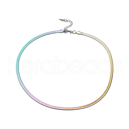 304 Stainless Steel Flat Snake Chain Necklace for Men Women NJEW-E093-02MC-02-1