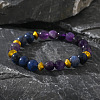 Natural Amethyst & Lapis Lazuli Round Beads Stretch Bracelets for Men Women SP2626-2