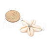 Natural Mixed Cowrie Shell Connector Charms PALLOY-JF03858-01-3