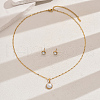 Elegant Vintage Half Round Imitation Pearl Pendant Necklace & Stud Earring Set DM4266-2-1
