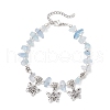 Natural Aquamarine Chip Beaded Bracelets BJEW-JB11819-01-2