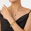 Stainless Steel Rhinestone Padlock Charm Bracelets & Necklaces Sets for Women QK4053-3