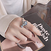 Flower with Leaf 925 Sterling Silver Enamel Finger Rings FS-WGABCB6-01-4