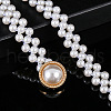 White Acrylic Pearl Beaded Elastic Chain Belts with Alloy Buckles WG1BD5E-01-2