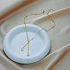 304 Stainless Steel Pave Clear Cubic Zirconia Ring Tassel Y Necklaces FS-WG0B055-01-3