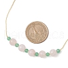 Adjustable Dyed Natural Malaysia Jade & Rose Quartz Round Beaded Braided Necklaces NJEW-JN05324-3