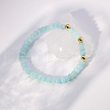 Natural Aquamarine Beads Stretch Bracelets for Men Women BD7394-6