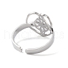 Heart with Sailor's Knot 304 Stainless Steel Open Cuff Ring for Women RJEW-E073-01P-3