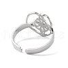 Non-Tarnish Heart with Sailor's Knot 304 Stainless Steel Open Cuff Ring for Women RJEW-E073-01P-3
