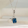 Airplane & Trunk 304 Stainless Steel Micro Pave Clear Cubic Zirconia Pendant Necklaces FS-WG81D22-04-1