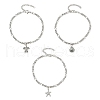 3Pcs 304 Stainless Steel Figaro Chain Bracelets BJEW-JB11641-2